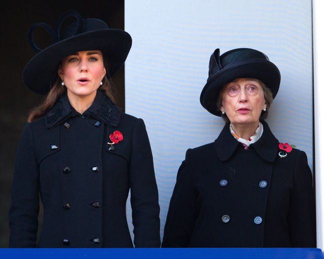 Lady Susan Hussey (Lady in Waiting to Queen Elizabeth II and Godmother to Prince William, Prince of Wales) attends the annual Remembrance Sunday Service at the Cenotaph, Whitehall on November 11, 2012
