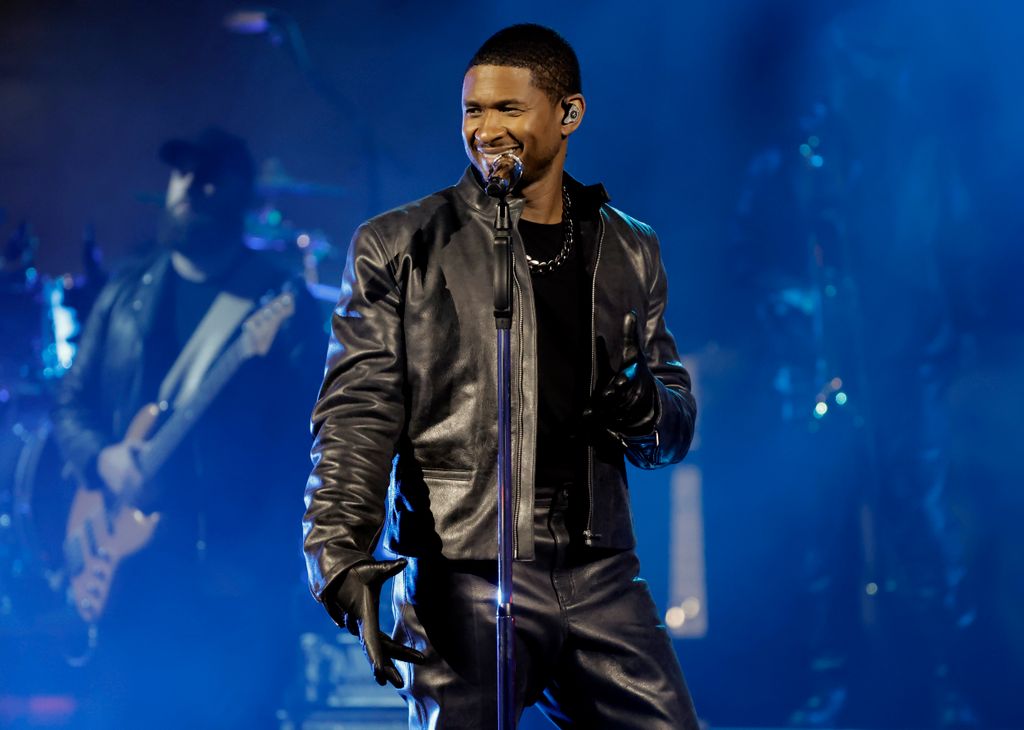 In this image released on August 2, Usher performs onstage during a taping of iHeartRadioâs Living Black 2023 Block Party in Inglewood, California.