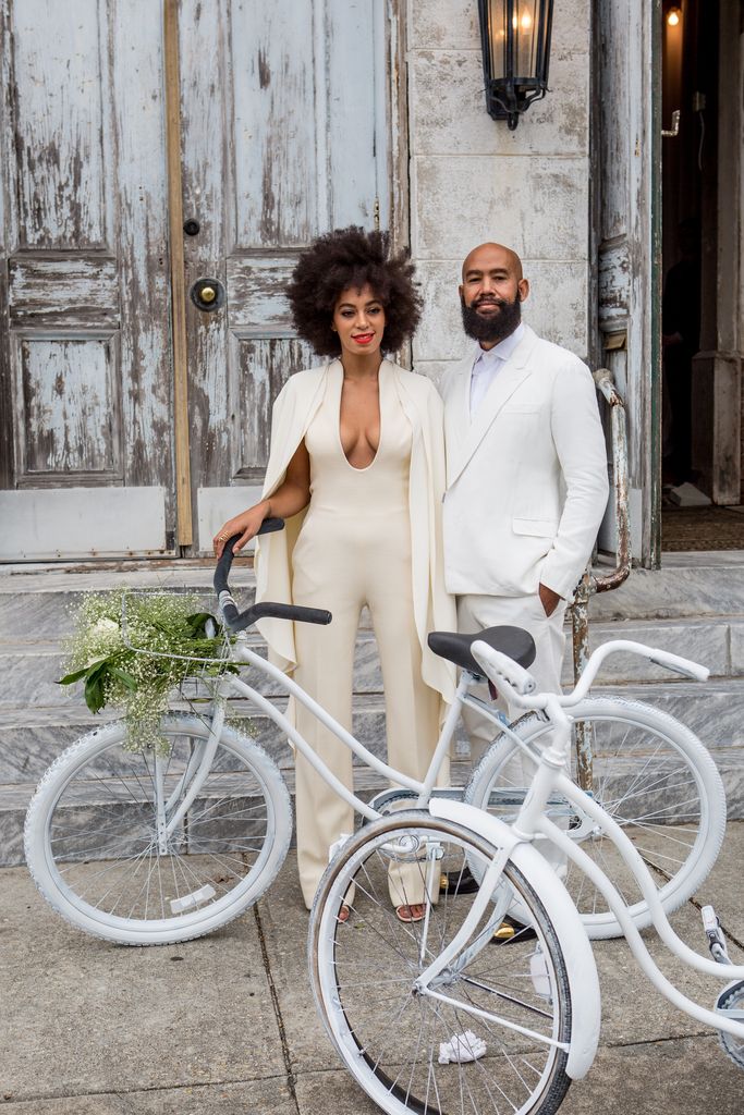Solange Knowles with husband in white by bikes