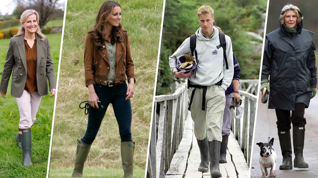 Royal family members in wellies