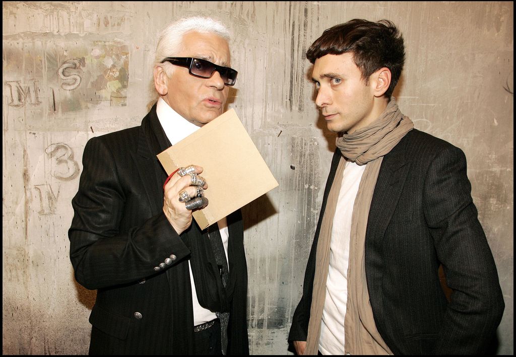 Karl Lagerfeld and Hedi Slimane at Dior Homme