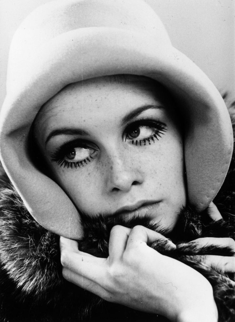 British fashion model Twigg modelling a felt cloche hat