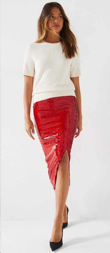 Very Red Sequin Skirt