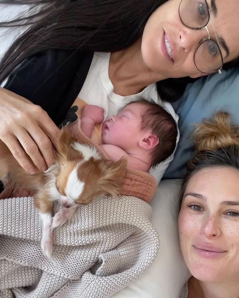 Demi Moore and Rumer Willis with baby Louetta and Pilaf