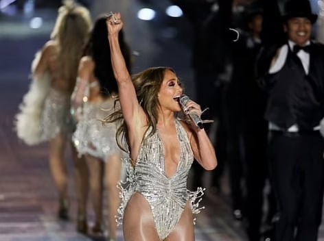 J-Lo donned a stunning sequinned leotard for the event