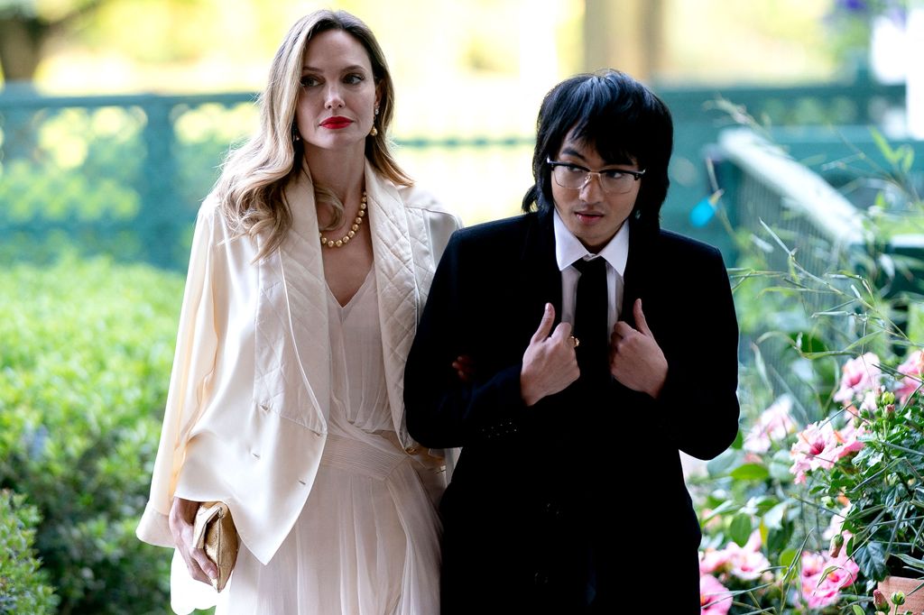 Angelina Jolie and her son Maddox arrive for a State Dinner US President Joe Biden and US First Lady Jill Biden