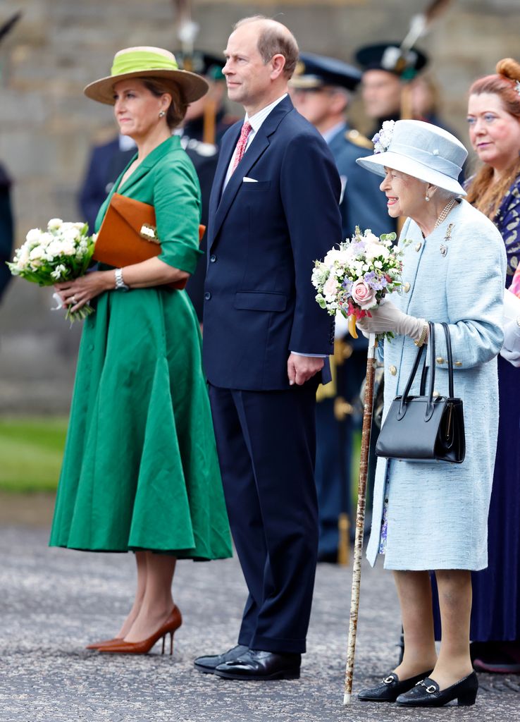 Prince Edward and Sophie join Queen Elizabeth II at The Ceremony of the Keys on the forecourt of the Palace of Holyroodhouse in June 2022 in Edinburgh, Scotland