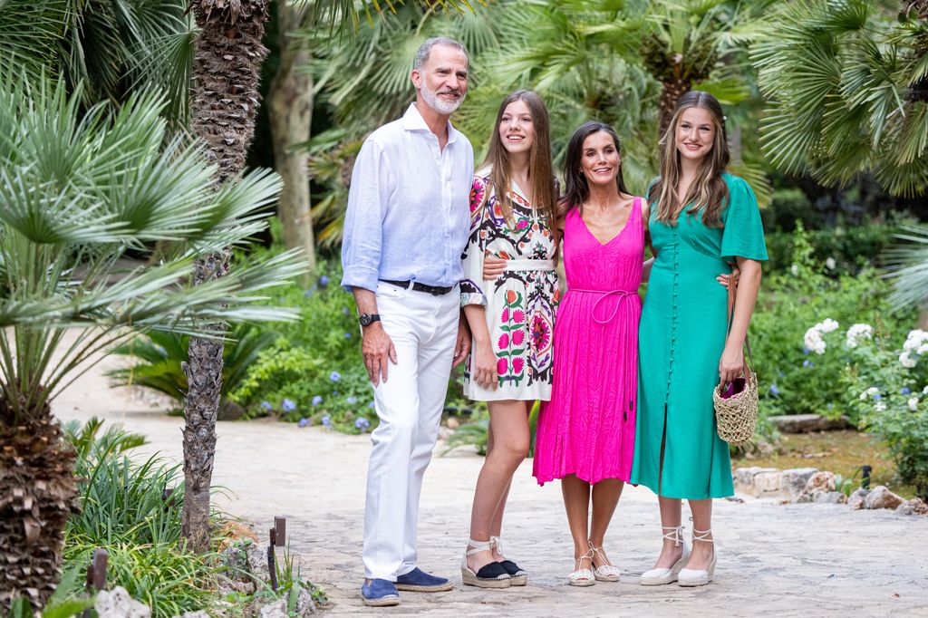 King Felipe of Spain, Princess Sofia of Spain, Queen Letiza of Spain and Princess Leonor of Spain visit Los Jardines de la Alfabia gardens in Bunyol