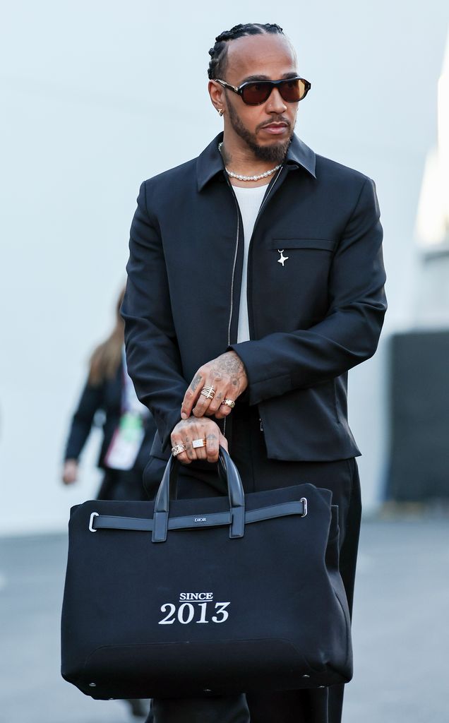 Lewis Hamilton of Great Britain and Mercedes-AMG PETRONAS F1 Team arrives at the track during previews ahead of the F1 Grand Prix of Las Vegas at Las Vegas Strip Circuit on November 20, 2024 in Las Vegas, Nevada. (Photo by Song Haiyuan/MB Media/Getty Images)