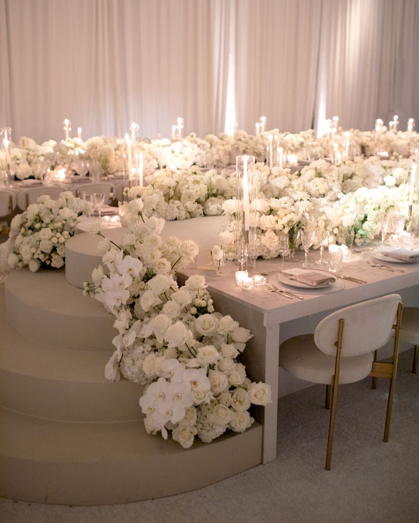 The floral displays at Richard Gonzalez and Sarah Rollins' wedding