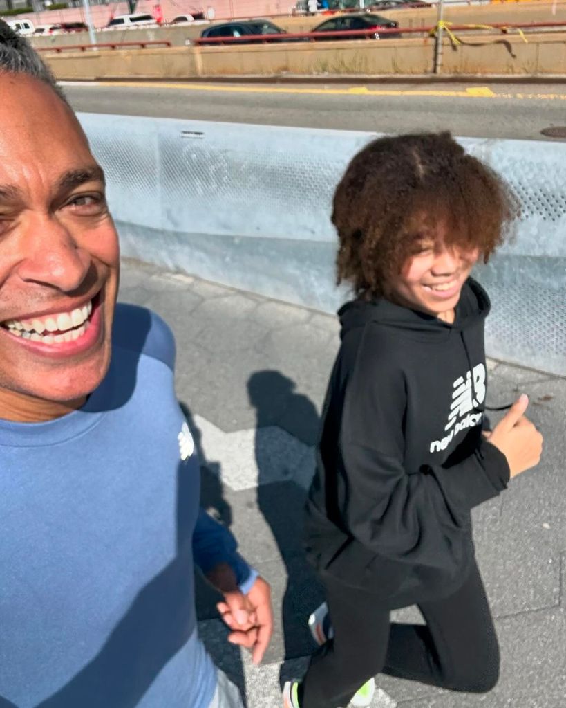 TJ Holmes and his daughter Sabine running in Manhattan 