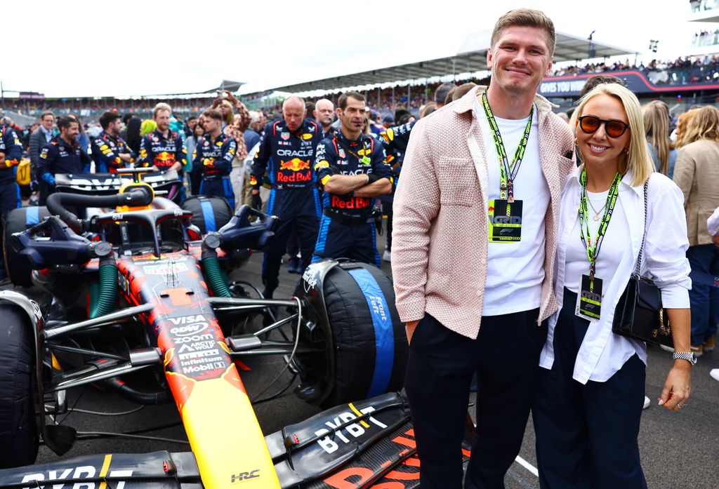 Owen Farrell and wife Georgie at a Formula 1 event