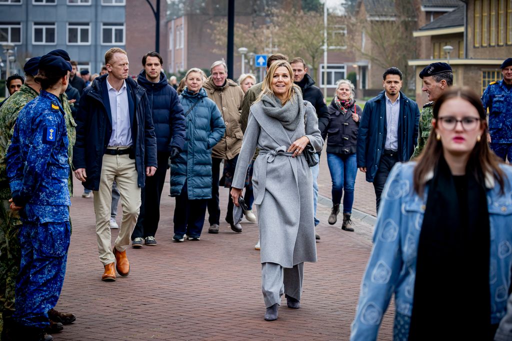 Queen Maxima of The Netherlands reacts as she attends the graduation ceremony of Princess Amalia of her general military training General Spoor Barracks on January 23, 2026
