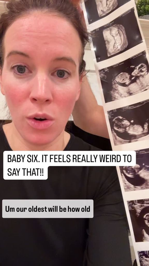 Kelly Evans holds some of her sonogram photos announcing baby no. 6 on Instagram