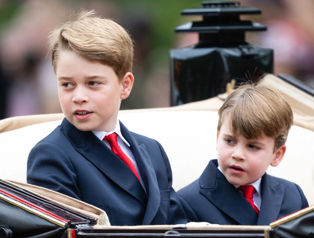 George and Louis in carriage at Trooping The Colour 2023