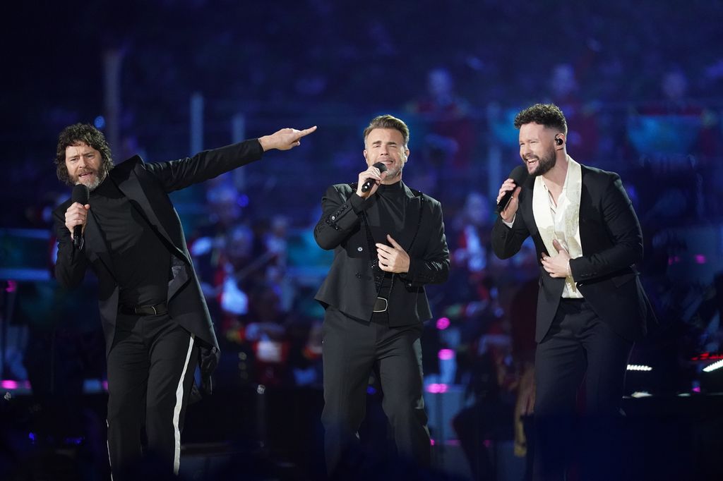 Take That perform with Callum Scott at the coronation concert