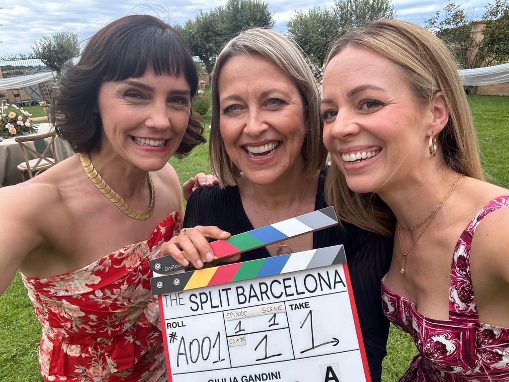 Annabel Scholey, Nicola Walker and Fiona Button on the set of The Split Barcelona