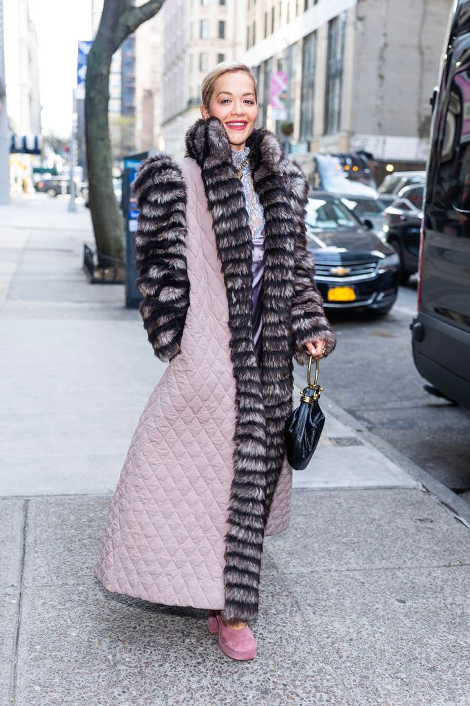 Rita Ora is seen in Midtown on December 31, 2025 in New York City. (Photo by TheStewartofNY/GC Images)