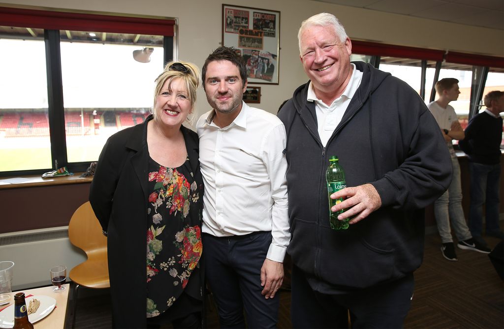 LONDON, ENGLAND - MAY 17:  Linda Gilbey, George Gilbey and Pete McGarry attend a Charity football match in aid of St Joseph's Hospice and Haven House Children's Hospice at Leyton Orient Matchroom Stadium on May 17, 2015 in London, England