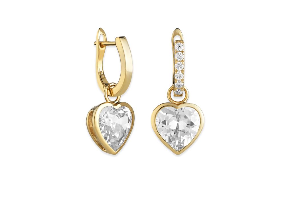 gold heart drop earrings