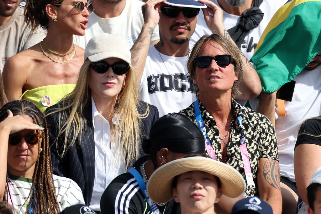 Nicole Kidman and her husband Keith Urban attend to the the Women's Street Final on day two of the Olympic Games Paris 2024 at Place de la Concorde on July 28, 2024 in Paris, France.