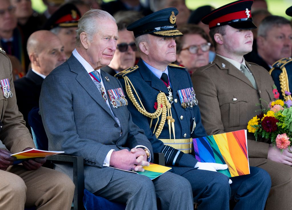  Charles III during the Dedication Ceremony for a new memorial to the Armed Forces LGBT+ community at the National Memorial Arboretum