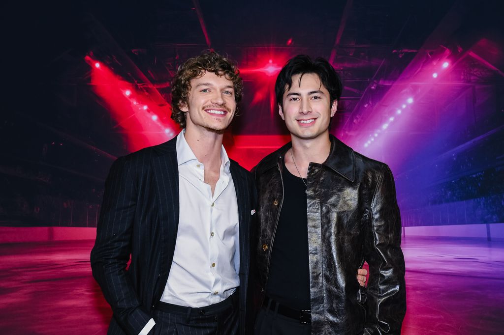 Connor Storrie and Hudson Williams attend the premiere of "Heated Rivalry"