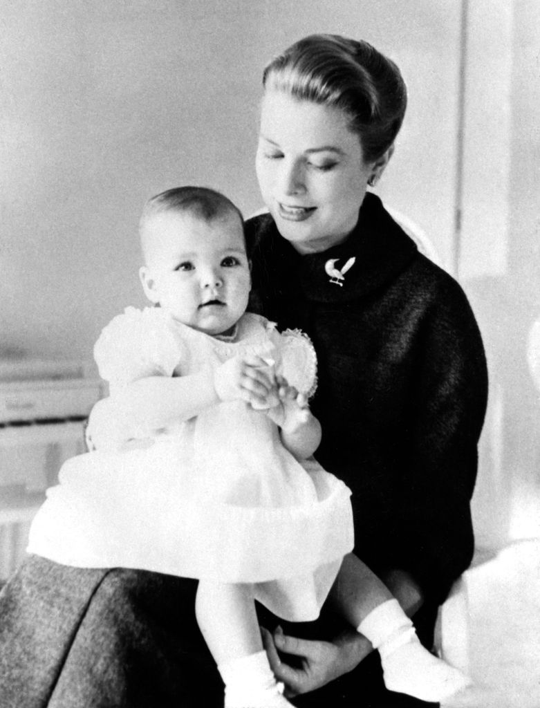 Princess Caroline of Monaco with her mother Princess Grace, consort of Prince Rainier, in this special birthday picture taken in the nursery of the Royal Palace of Monaco.   (Photo by PA Images via Getty Images)