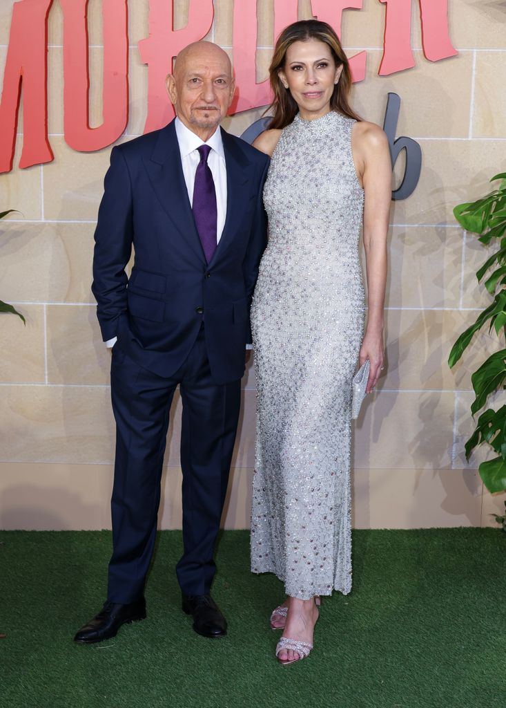 LONDON, ENGLAND - AUGUST 21: Sir Ben Kingsley and Daniela Lavender attend "The Thursday Murder Club" UK Premiere at Leicester Square Gardens on August 21, 2025 in London, England. (Photo by Mike Marsland/WireImage)