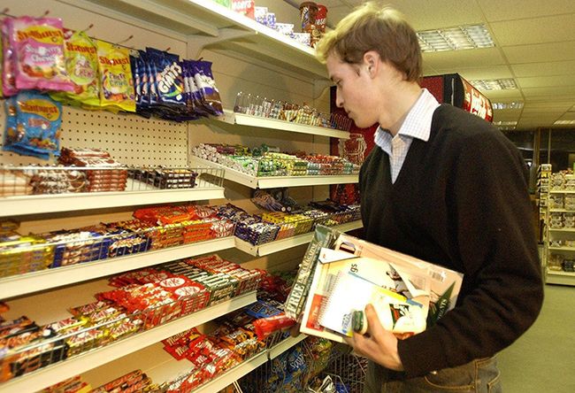 prince william looking at chocolate