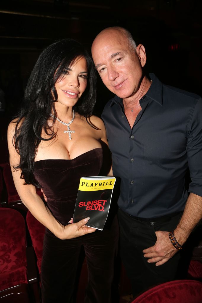 Lauren Sanchez and Jeff Bezos attend the opening night of "Sunset BLVD" at St James Theater on October 20, 2024 in New York City.