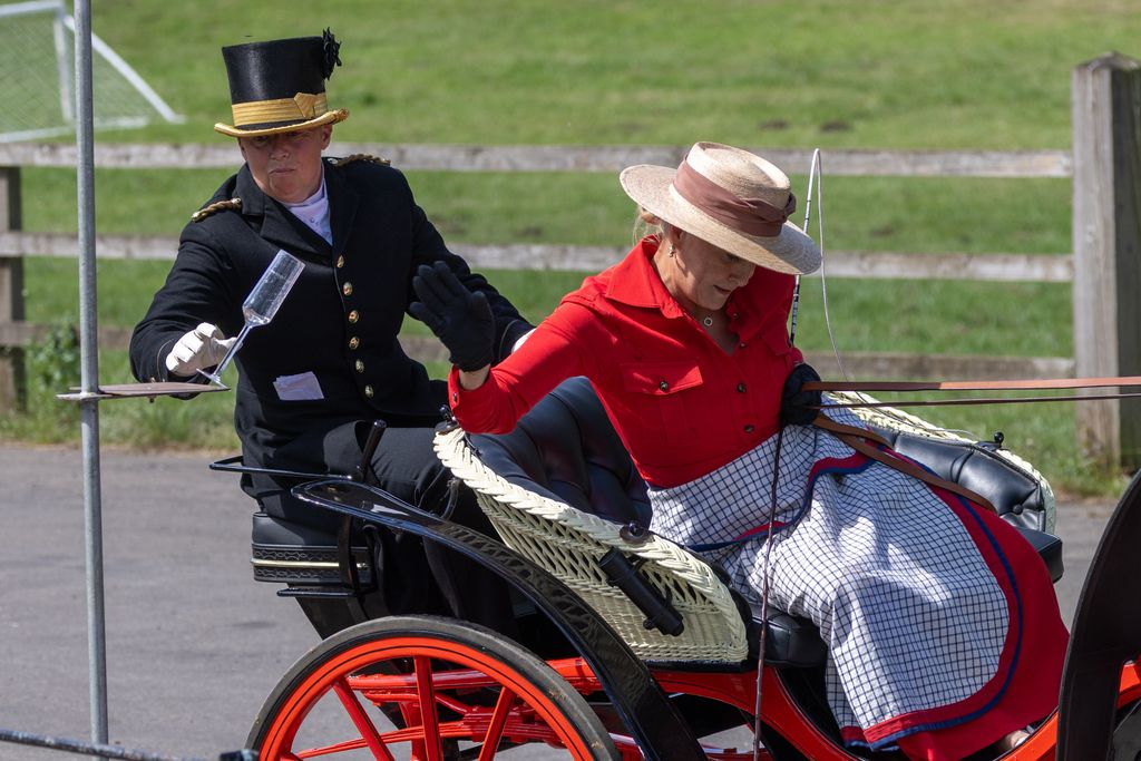 Glass slipping out of Duchess Sophie's hand as she drives carriage