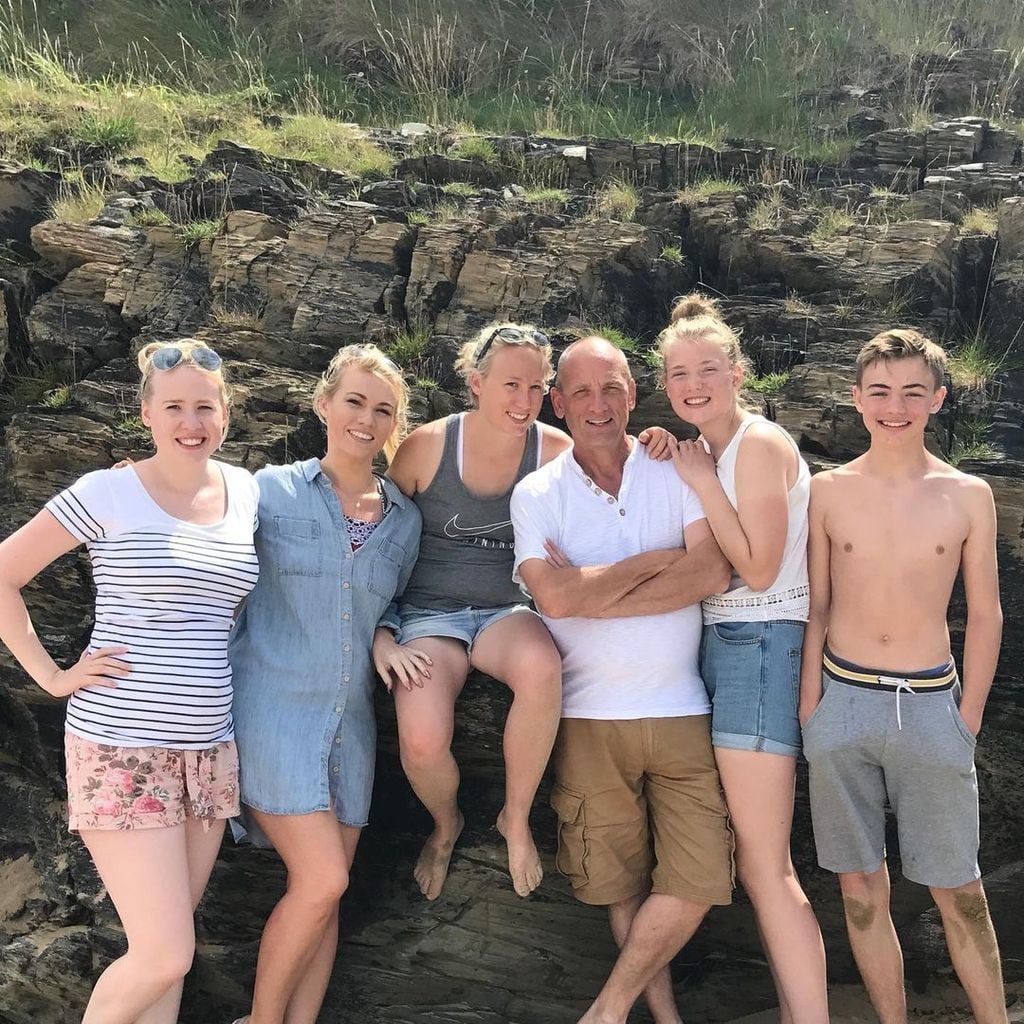 Steve Fletcher with his five children on holiday in Cornwall