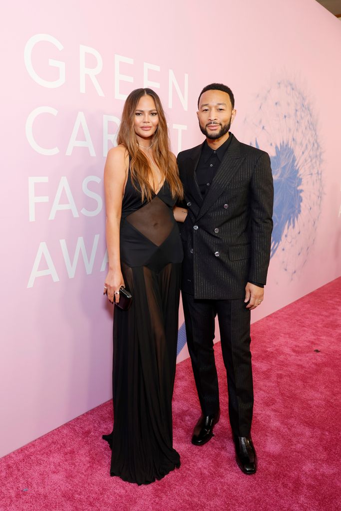 Chrissy Teigen and John Legend attend the 2024 Green Carpet Fashion Awards at 1 Hotel West Hollywood on March 06, 2024 in West Hollywood, California.  