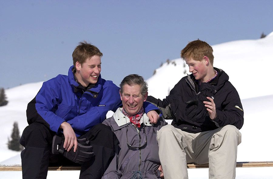 prince charles william harry laughing snow