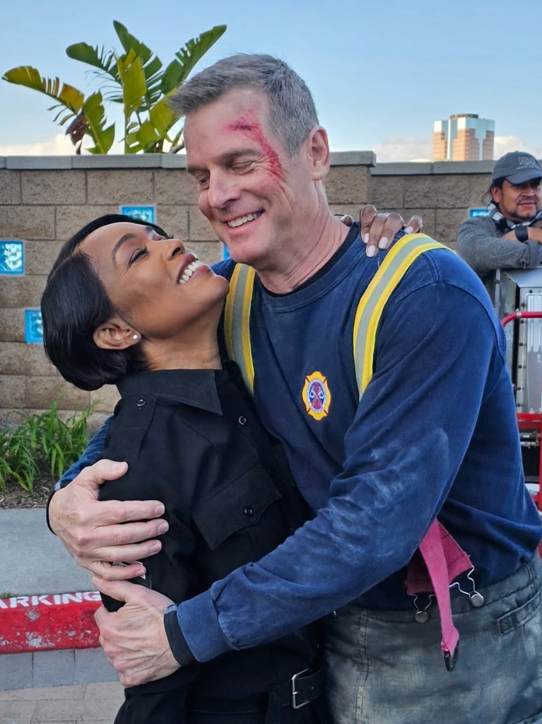Photo shared by Angela Bassett with her 9-1-1 co-star Peter Krause on Instagram in a tribute after his character Bobby Nash was killed off 
