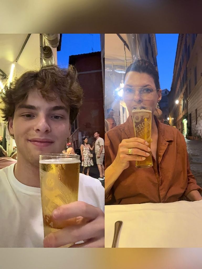 Linda Evangelista and her son