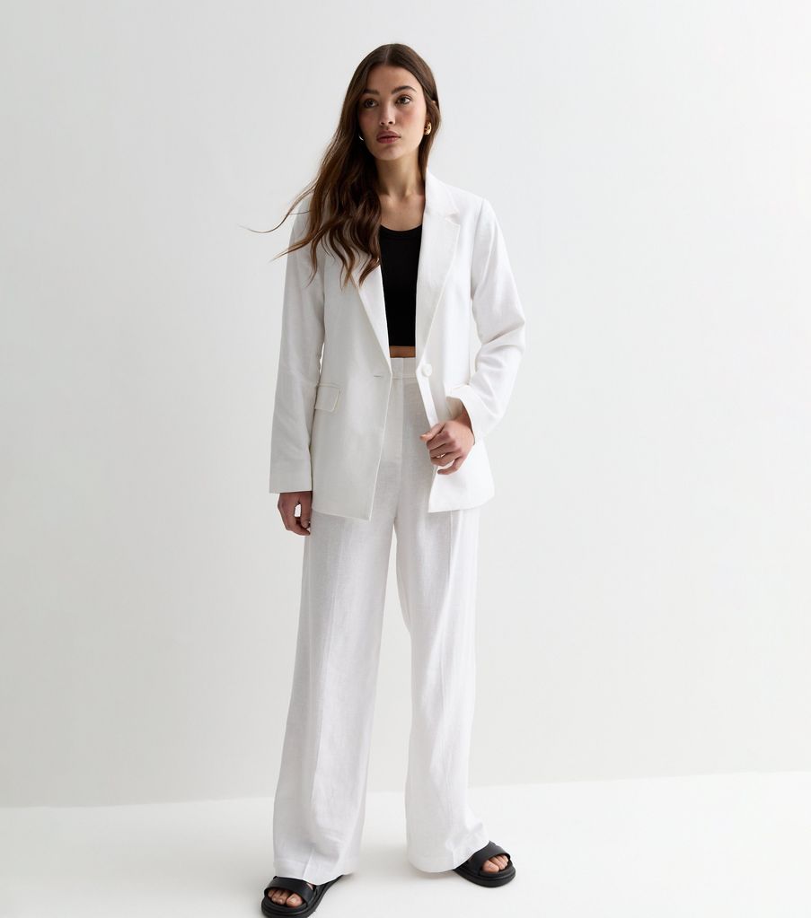 white linen suit from new look