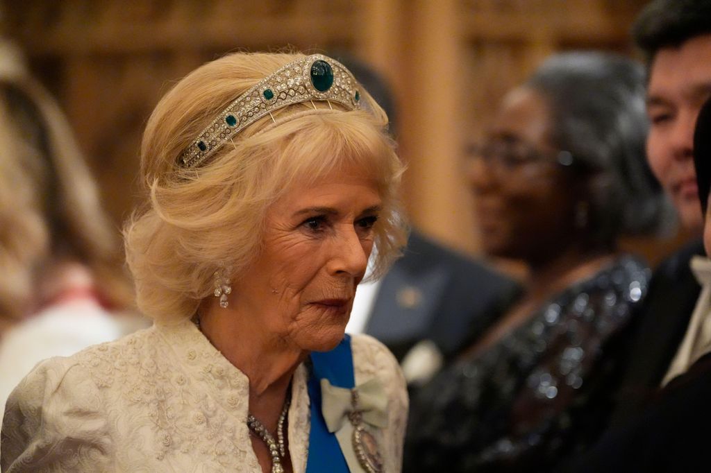 Queen Camilla during the Diplomatic Corps reception at Windsor Castle