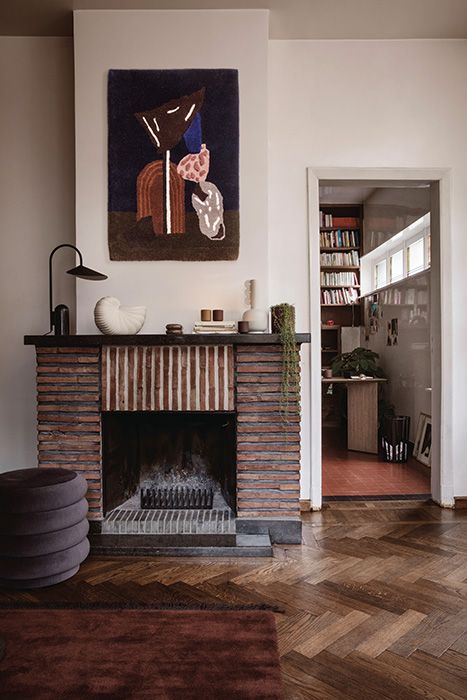 nest neutral decor fireplace