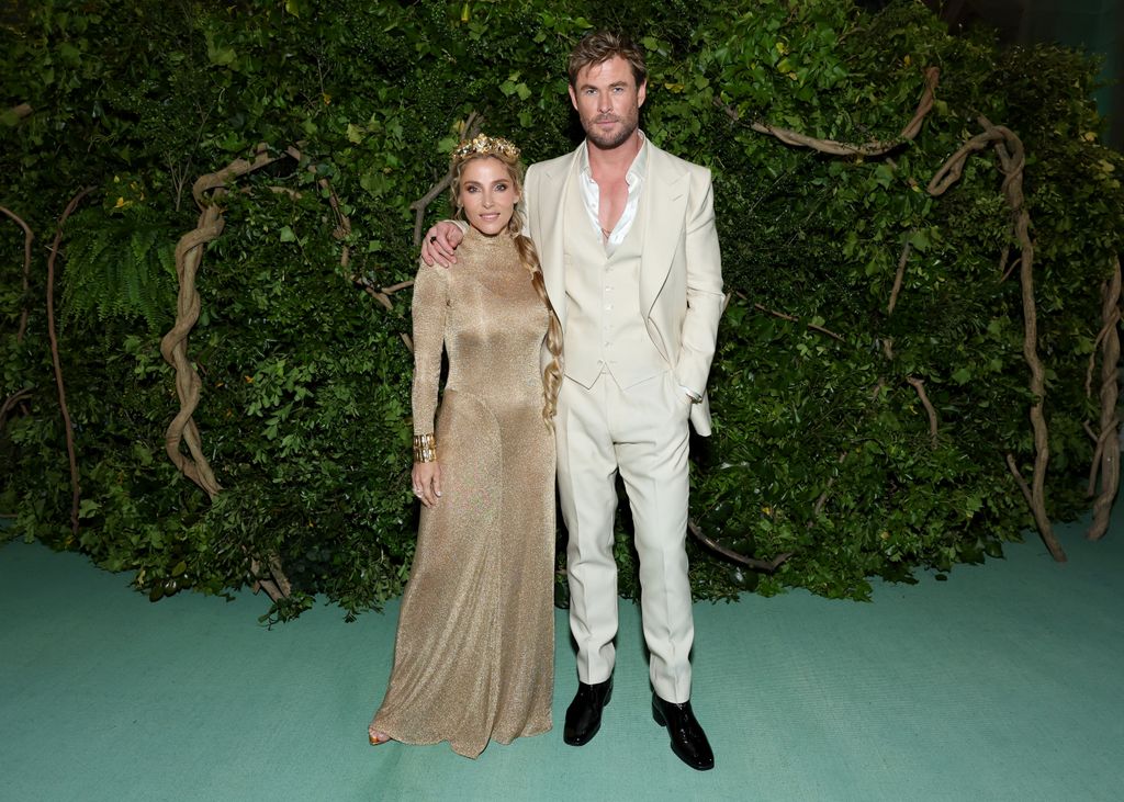 Elsa Pataky and Chris Hemsworth attend The 2024 Met Gala Celebrating "Sleeping Beauties: Reawakening Fashion" at The Metropolitan Museum of Art on May 06, 2024 in New York City