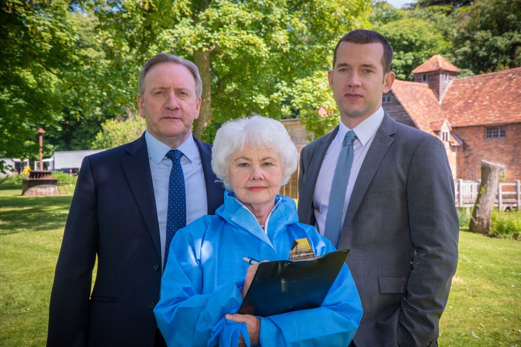 Fleur Perkins (ANNETTE BADLAND), DCI John Barnaby (NEIL DUDGEON) and DS Jamie Winter (NICK HENDRIX) in Midsomer Murders