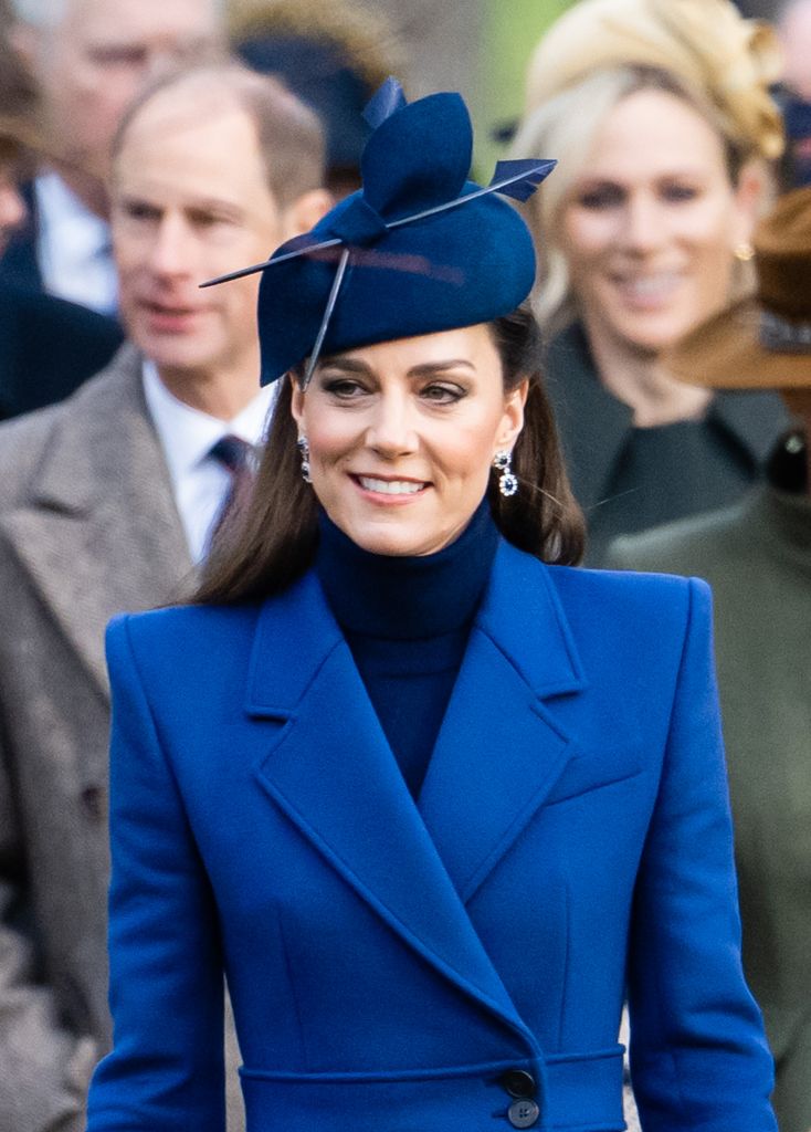 The Princess of Wales appeared to be wearing a bespoke Juliette Millinery 'Bow and Arrow' cocktail hat owned by Zara Tindall