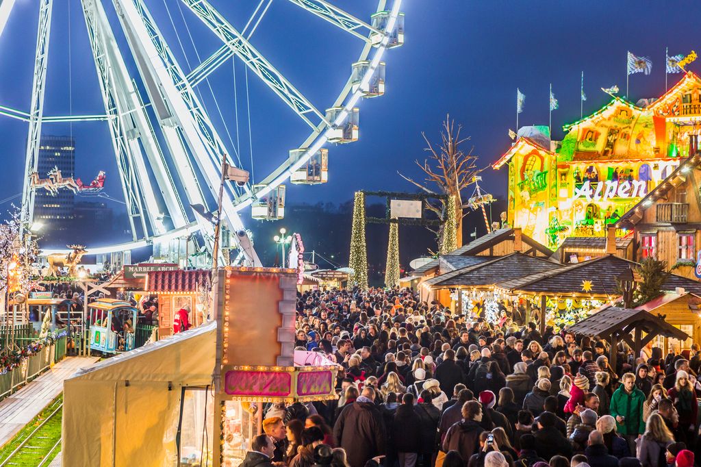 London's Winter Wonderland in Hyde Park with fairground rides and market