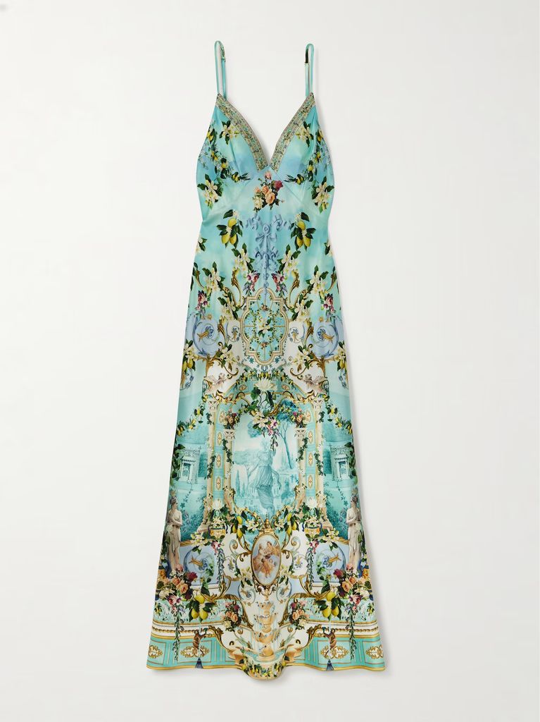 camilla blue dress with print