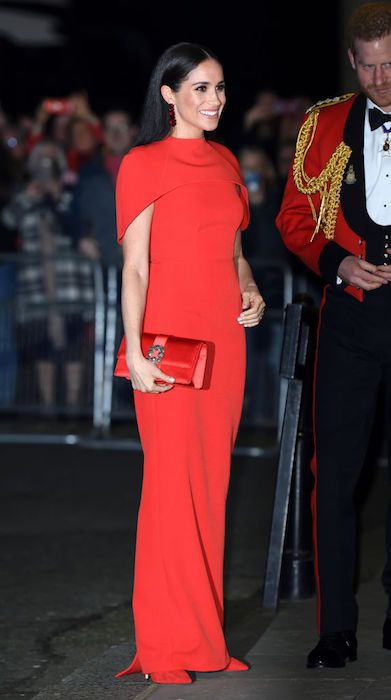 meghan red gown