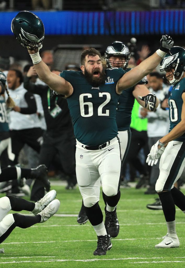 Jason Kelce #62 of the Philadelphia Eagles celebrates after defeating the New England Patriots 41-33 in Super Bowl LII at U.S. Bank Stadium on February 4, 2018 in Minneapolis, Minnesota