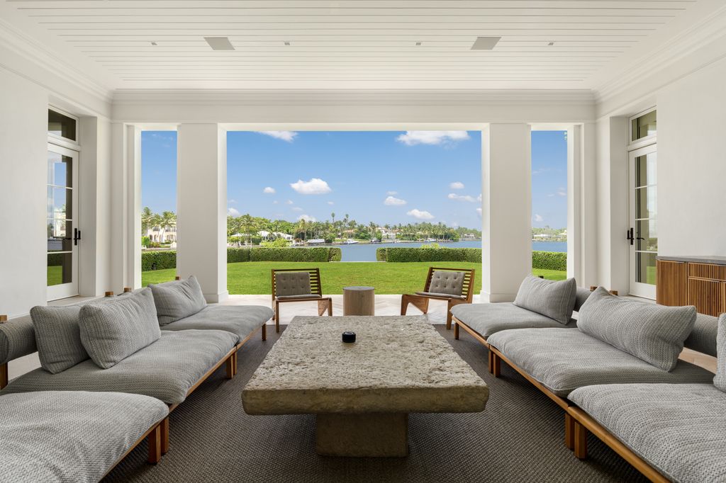 modern sitting area with views over luxury garden 