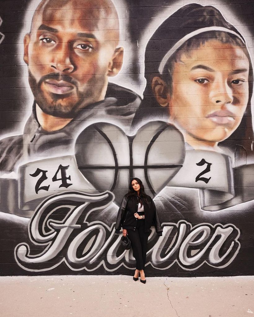 Vanessa Bryant with the new mural to Kobe and Gigi