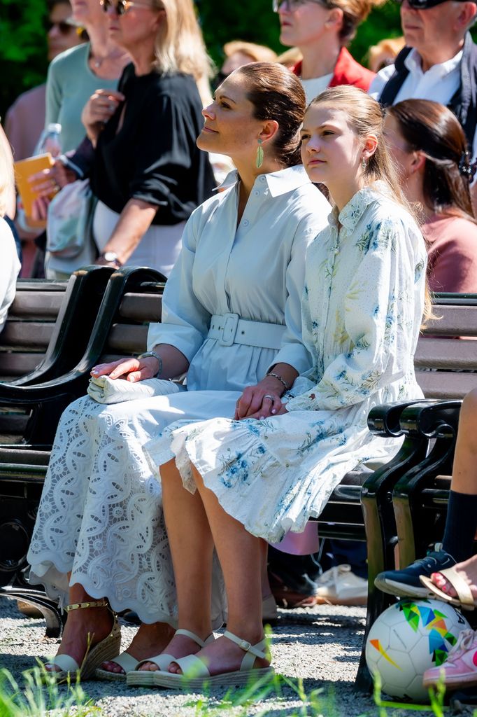 Princess Estelle and Victoria sitting on bench